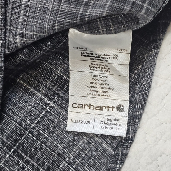 Carhartt Relaxed Fit Gray Plaid Long Sleeve Button Down Shirt - Picture 11 of 11